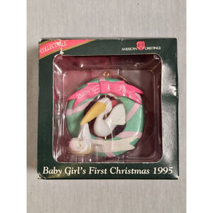 1995 American Greetings Baby Girl's First Christmas Stork Ornament